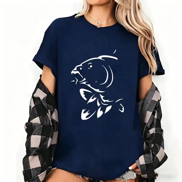 T-shirt graphique à motif carpe éclaboussée d'encre