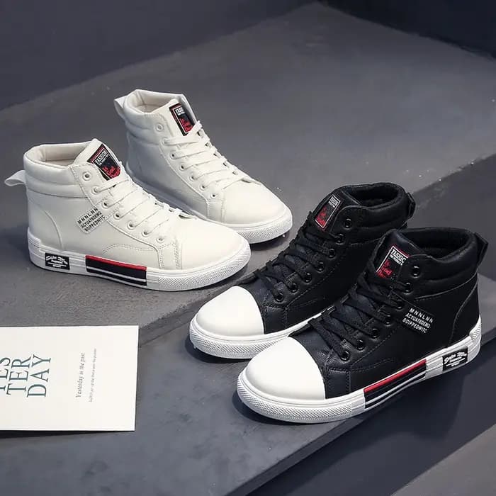 Chaussures de skate pour hommes baskets hautes respirant blanc