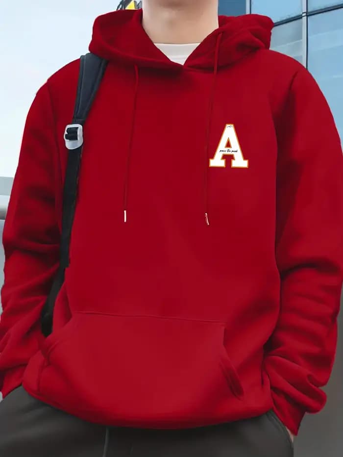 Sweat à capuche tendance avec cordon de serrage, motif discret sur la poitrine et imprimé, idéal pou