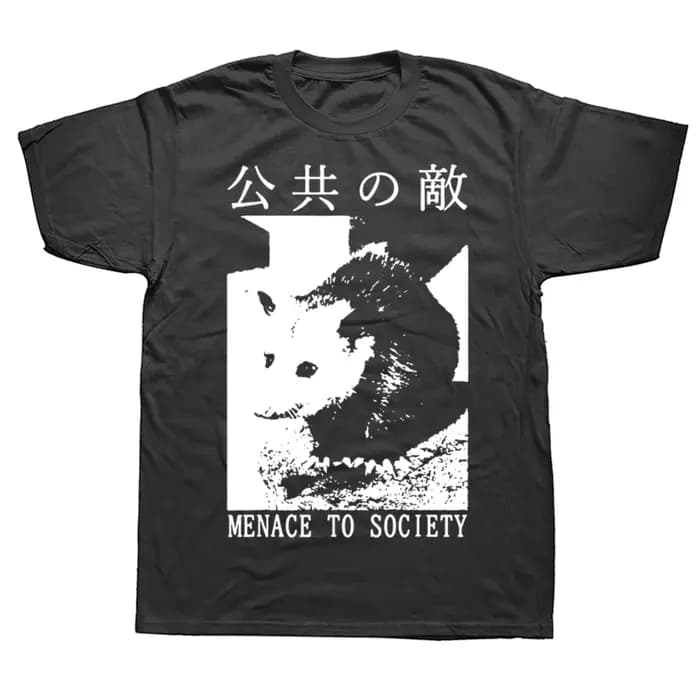 Funny Menace To Society Opossum graphique t-shirts hommes pur coton Humor Streetwear t-shirt à manches courtes unisexe vêtements amples