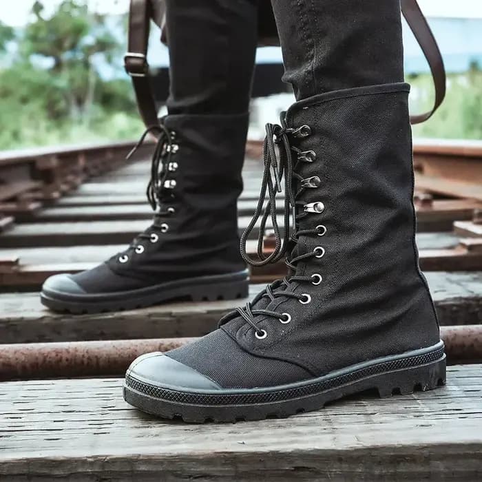 Bottes en toile pour hommes mode fond plat