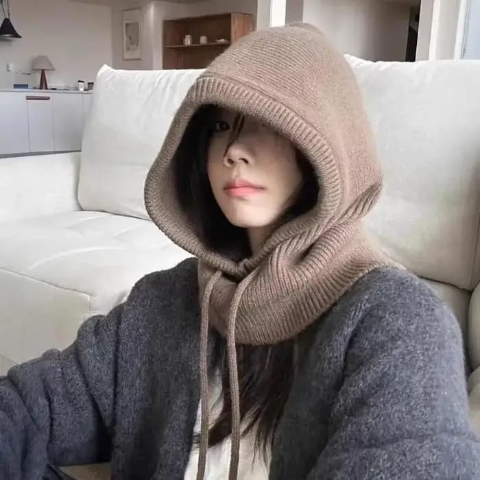 Casquettes à capuche tricotées hiver cagoule chapeaux une pièce col bonnets casquette femmes Style coréen extérieur