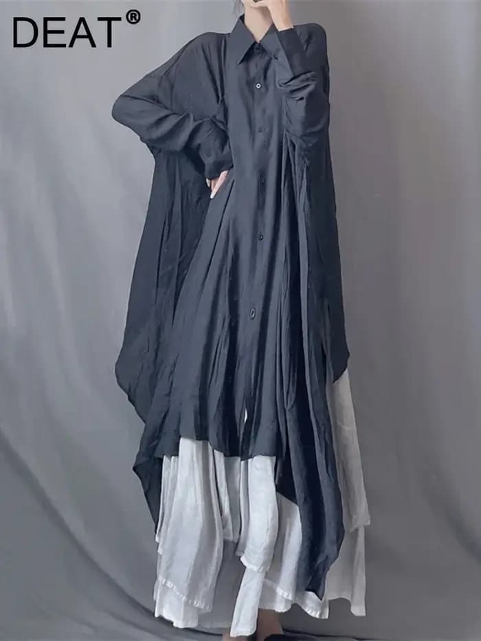 DEAT 2025 nouveau mince voir lancer Styles chauve-souris léger ample taille libre chemise longue Blouse