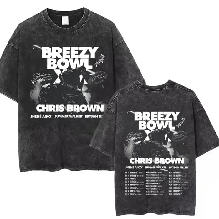 Chris Brown Breezy Bowl XX Concert coton t-shirt Tour lavé