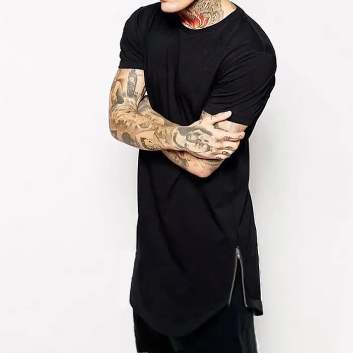 2025 blanc décontracté longue taille hommes T-Shirts Hip Hop hauts Extra longs
