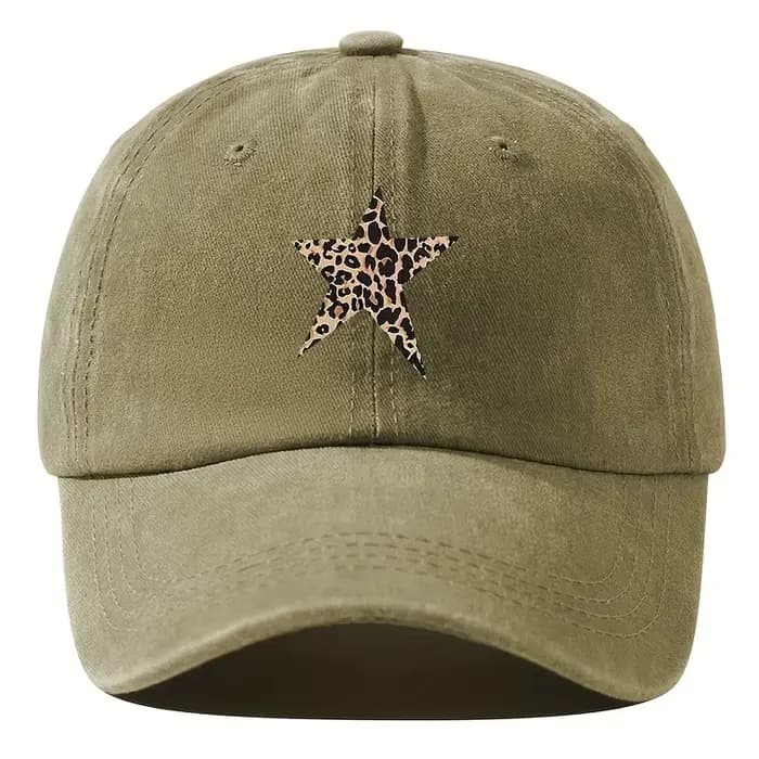 Casquette de baseball imitation rétro avec motif étoile imprimé léopard pour les loisirs