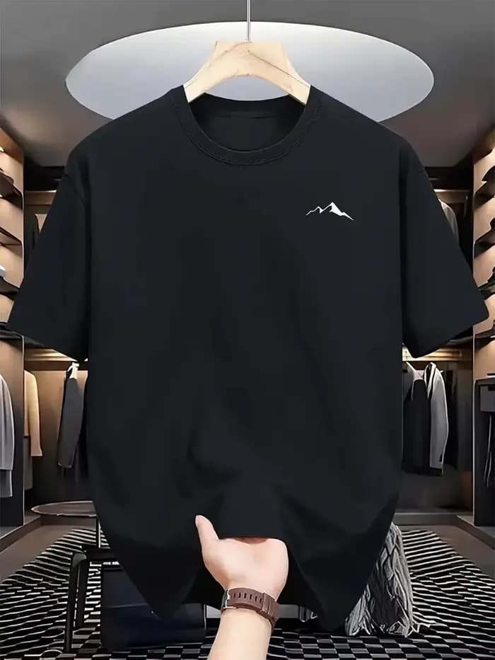 Nouveau T-shirt à col rond au toucher naturel