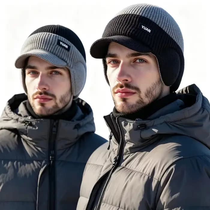 1/2 pièces Bonnet tricoté d'hiver pour homme