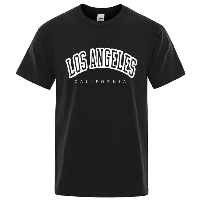T-Shirt en coton respirant pour homme, ample et surdimensionné, avec lettres de la ville américaine