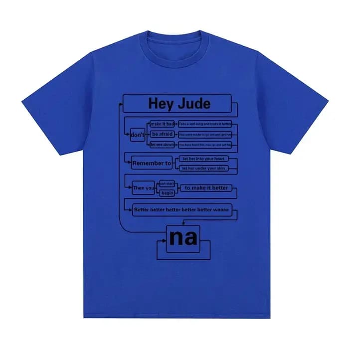 Hey Jude t-shirt Hip Hop Rock à manches courtes Beatle rétro nostalgie ingénieur hommes femmes vêtements 100% coton ample décontracté Streetwear