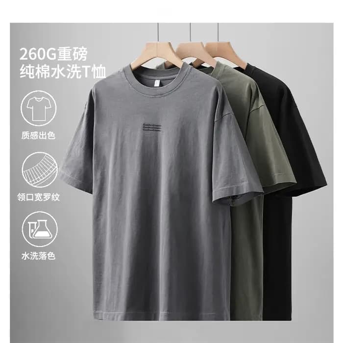 DUKEEN 260Gsm T-Shirt délavé en détresse hommes mode d'été Vintage imprimé col rond 100% coton t-shirts vêtements de Couple