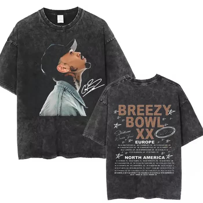 Chris Brown Breezy Bowl XX Concert coton t-shirt Tour lavé