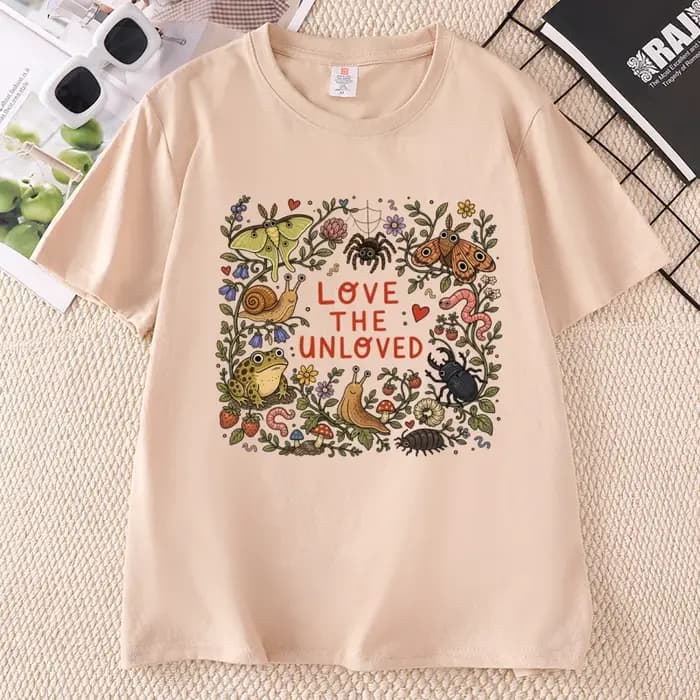 T-shirt Love The Unloved, T-shirt drôle et mignon avec animaux étranges, T-shirt pour amoureux des insectes, professeur de biologie, T-shirts imprimés pour femmes