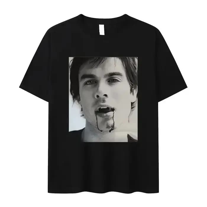 Damon Salvatore Ian Somerhalder émission de télévision T-shirt pour femmes été hauts t-shirts col rond