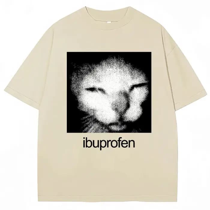 T-shirt graphique vintage amusant avec chat Ibuprofène