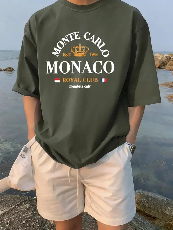 Monte-Carlo Monaco imprime unisexe mode Streetwear coton respirant t-shirt été capote basique décontracté à manches courtes hommes