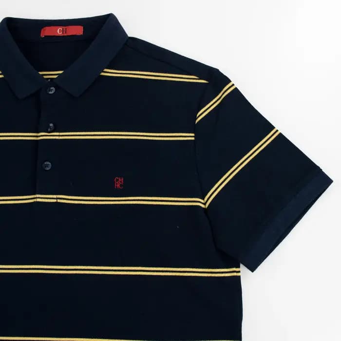Polo à manches courtes brodé à rayures CH pour homme