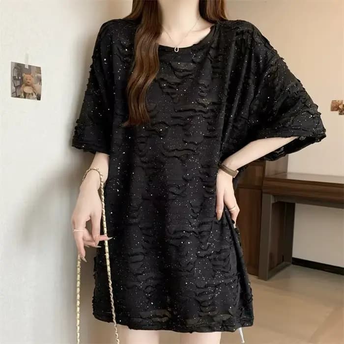 Trou grande taille rue décontracté hauts été nouveau à manches courtes en vrac solide jeunesse mode t-shirts paresseux Style coréen femmes vêtements
