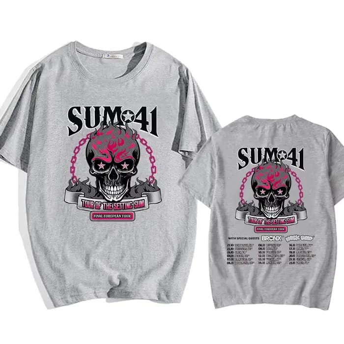 Tour du réglage Sum Sum41 T-shirt coton été haute qualité hommes t-shirts col rond décontracté Hip Hop gothique