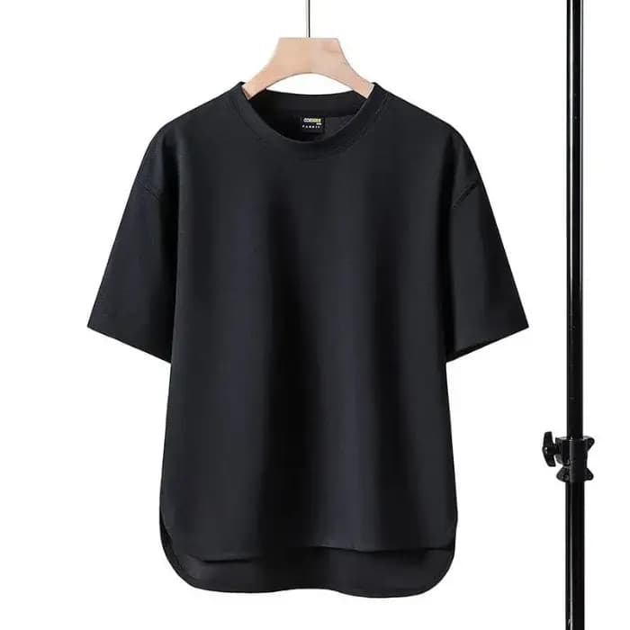T-shirt ample à manches courtes pour homme, nouveau style d'été, couleur unie, col rond, pull décont