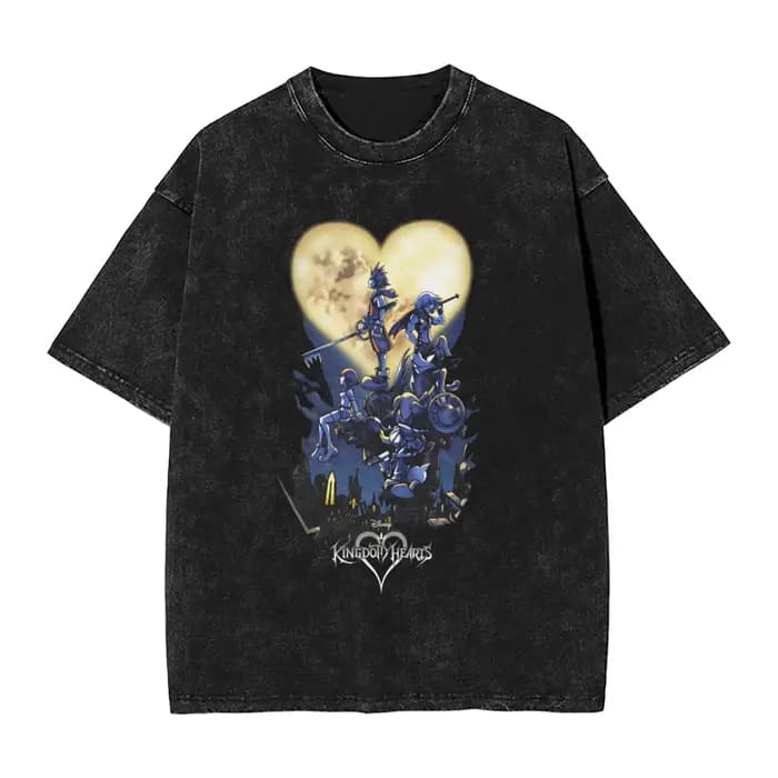 Kingdom Hearts hommes T-Shirts lavé loisirs t-shirt à manches courtes col rond