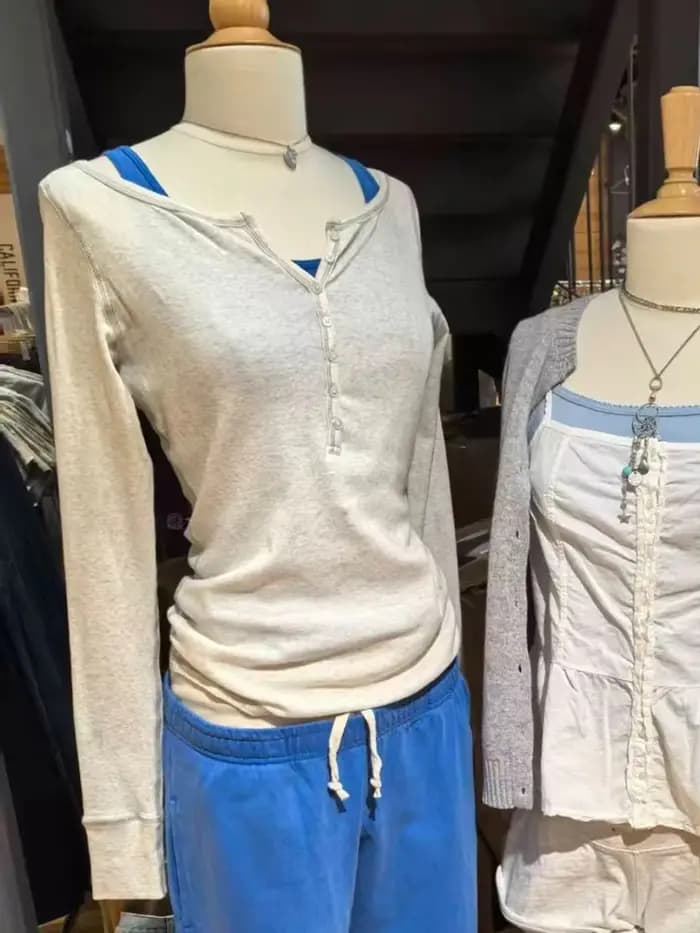 T-shirts à manches longues boutonnés