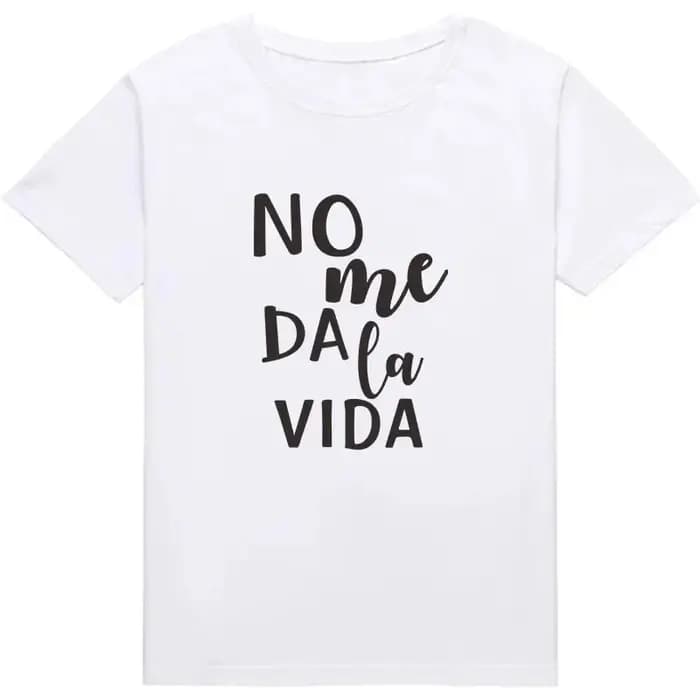 T-shirt imprimé phrase Simple No Me Dala Vida été noir blanc rose lettre Base modèle ample grand