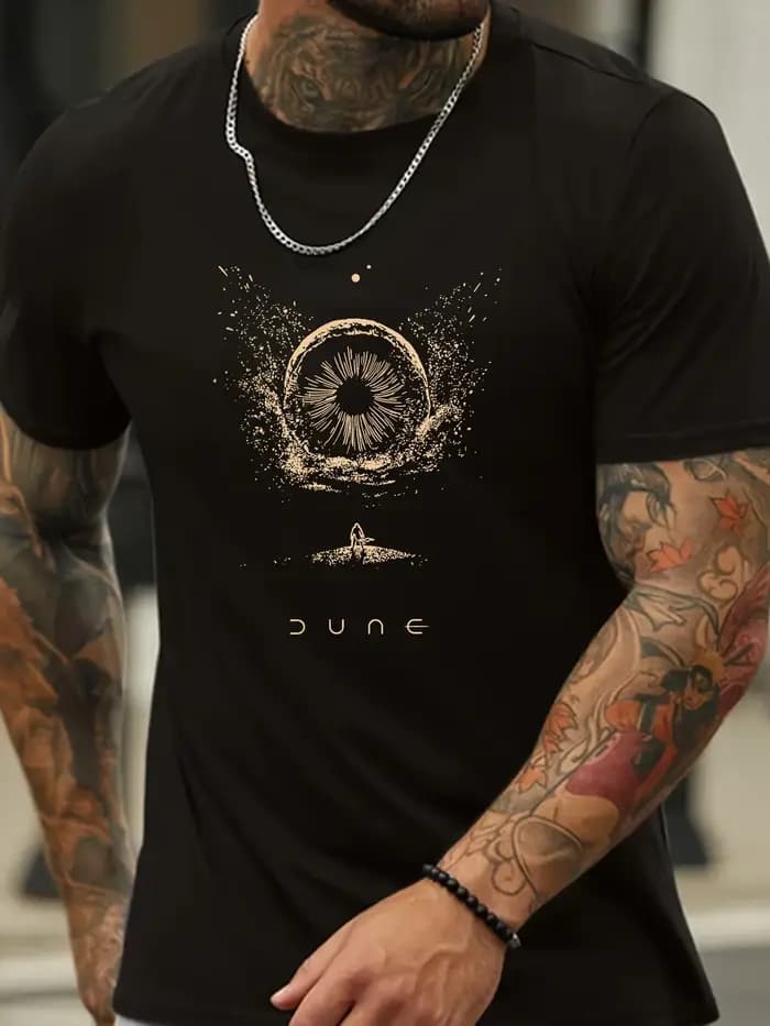 T-shirt pour homme au style unique inspiré de la science-fiction classique d'été « Dune »