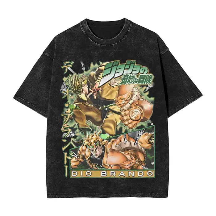 Anime JoJo's Bizarre Adventure Johnny Joestar graphique T-shirt hommes lavé coton t-shirts Vintage Manga