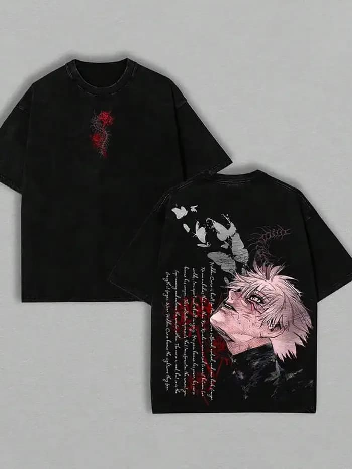 Kaneki Ken T-shirt graphique Anime Tokyo Ghoul vêtements hommes à manches courtes lavé t-shirts décontracté coton