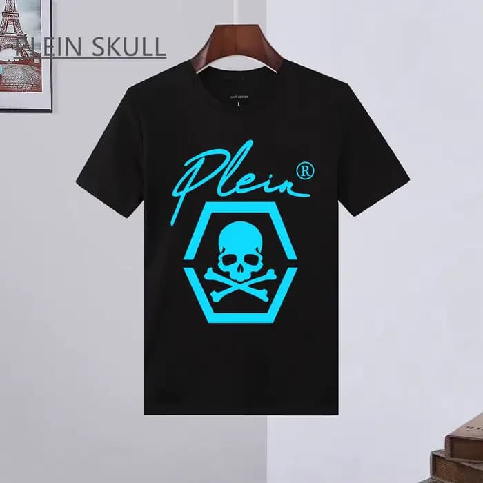 PLEIN crâne imprimé respirant T-shirt hommes rue gothique ample T-shirt surdimensionné coton Hip Hop