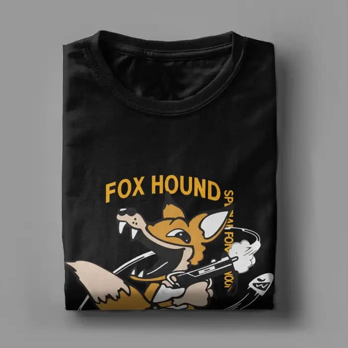T-shirt en coton pour hommes, Metal Gear Solid Fox Hound Foxhound, décontracté, à manches courtes, col rond, graphique