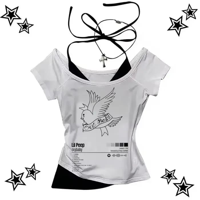 Lil Peep t-shirt femme psychédélique années 2000 Pop Culture kawaii chemise confortable hip hop respirant harajuku