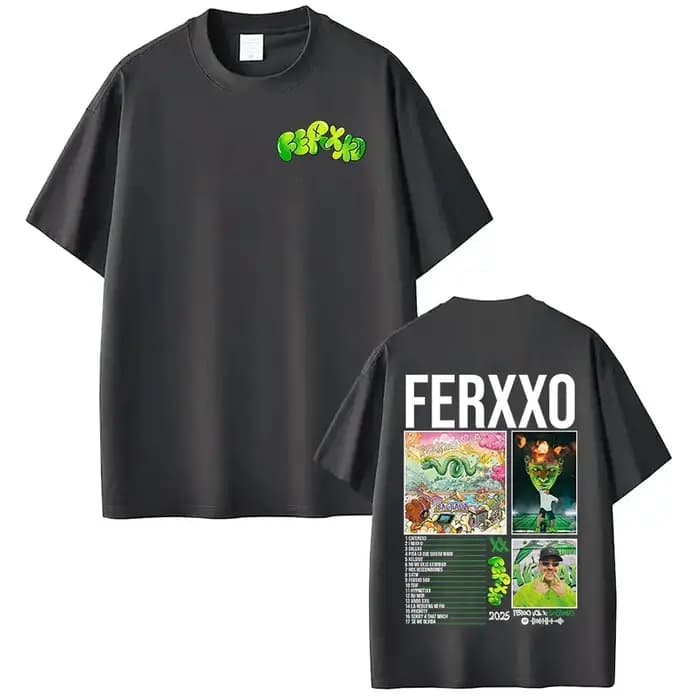 Rappeur Feid Ferxxo Tour 2025 T-shirt hommes femmes vêtements mode Hip Hop T-shirts coton décontracté surdimensionné à