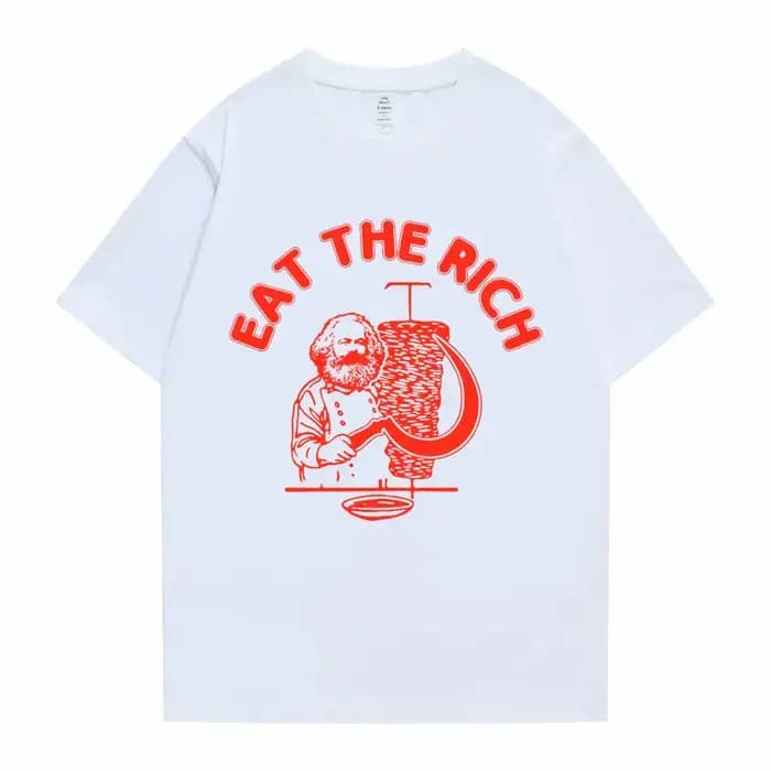 T-shirt décontracté surdimensionné pour hommes et femmes, motif humoristique « Eat The Rich Doner D_
