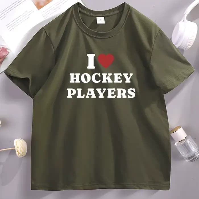 T-Shirt I Love Hockey Players pour hommes et femmes