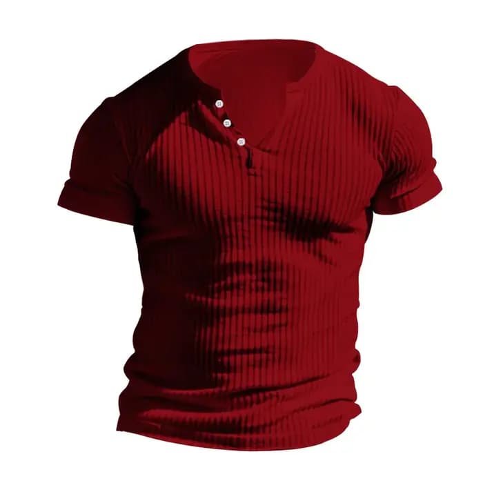 T-shirt Henley à Manches Courtes pour Homme