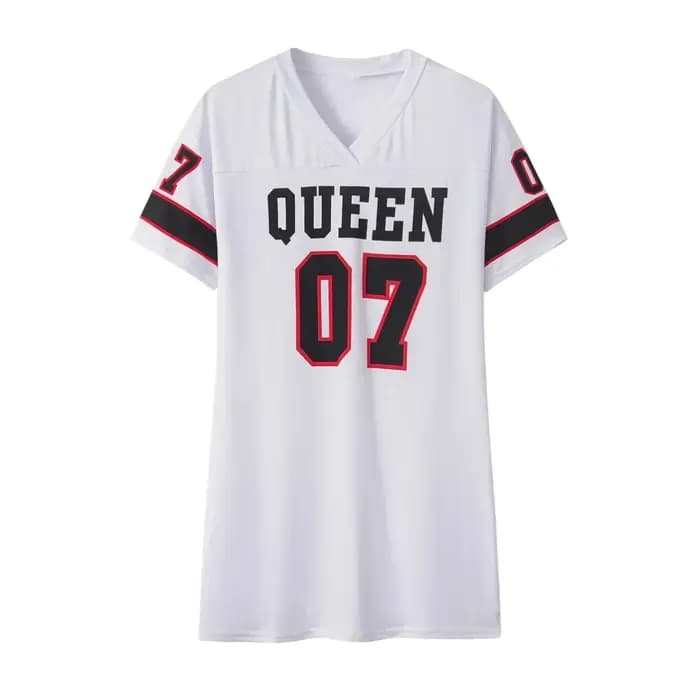 Vêtements européens et américains Été 07 LeTTer imprimé T-shirt mi-long V Pull à col en soie de lait doux pour la peau ShorT-sl...