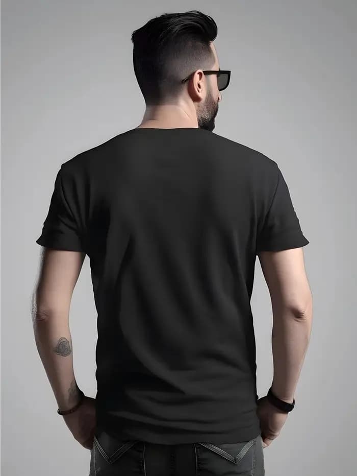 T-shirt décontracté pour homme 100% coton à manches courtes avec col rond