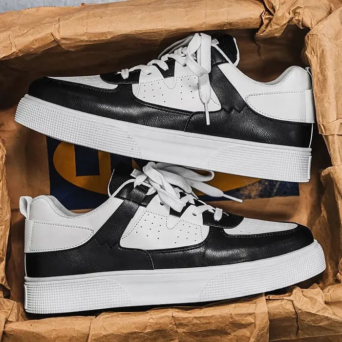 LOEIKAN Baskets décontractées blanches pour hommes | Chaussures de skate légères à tige basse |