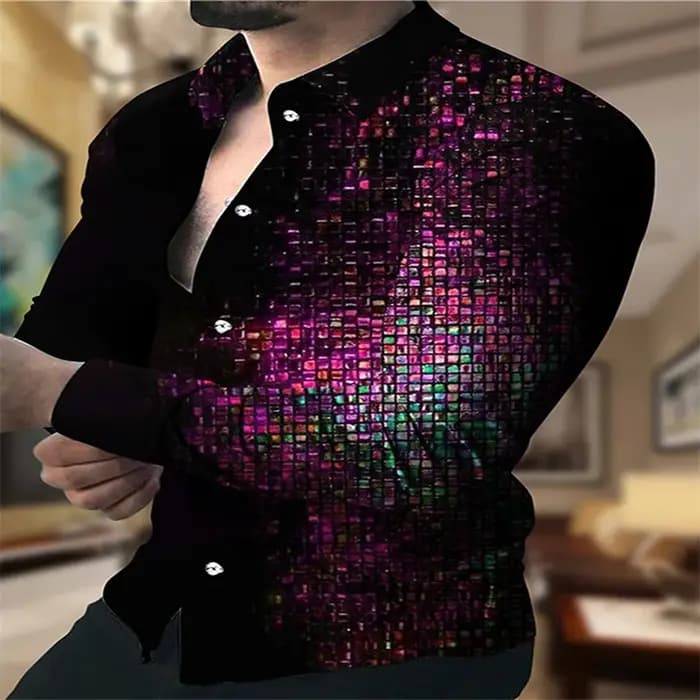 Chemise boutonnée à manches longues pour hommes, haut de luxe, vêtements de haute qualité, revers, f