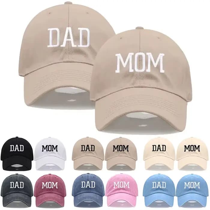 Casquette de Baseball en coton pur brodée DAD MOM pour hommes et femmes