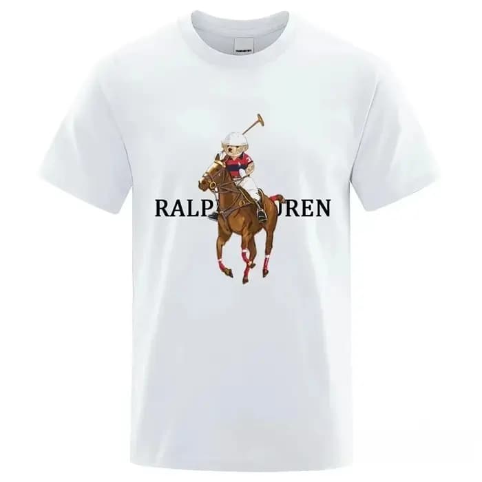 T-shirt Homme en Coton Amusant Motif Ours de Golf