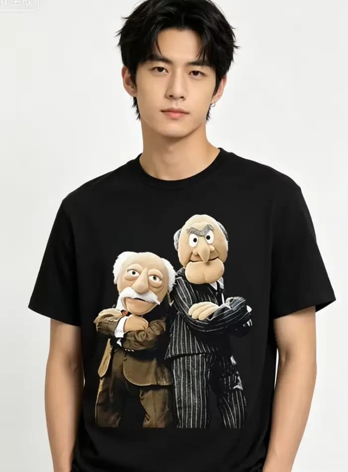 T-shirt noir Statler et Waldorf pour hommes