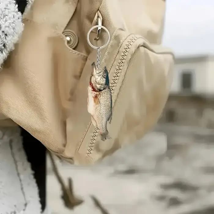 Porte-clés poisson en acrylique 2D pour hommes et femmes