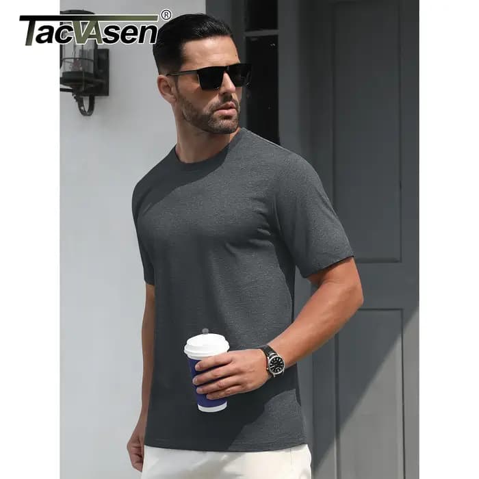 T-shirt à Manches Courtes et Col Ras du Cou en Coton pour Homme
