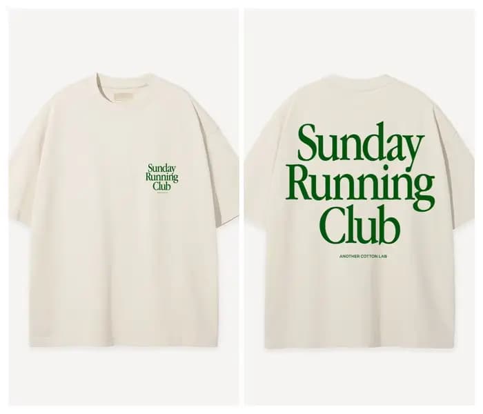 Sunday Running Club T-shirt en coton pour hommes, décontracté, ample, streetwear, vintage, athlétiqu