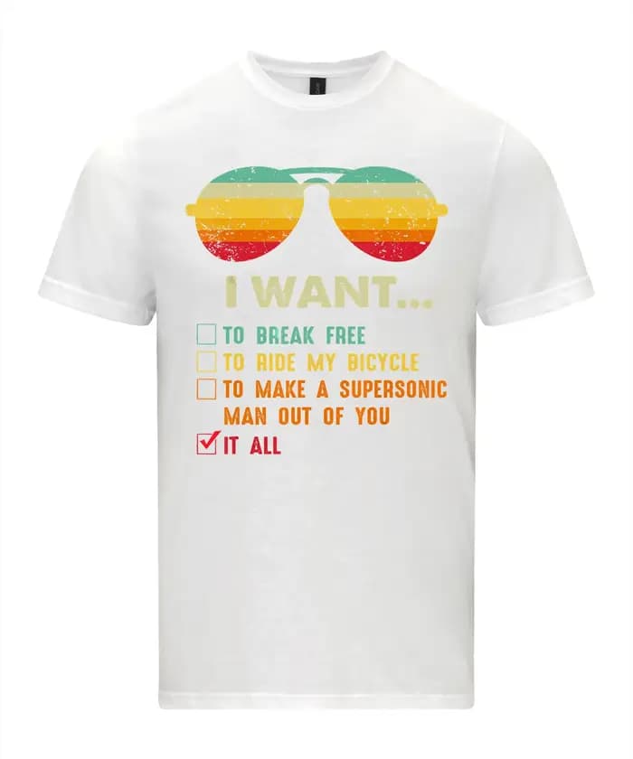 Je veux tout pour casser gratuitement T-Shirt graphique t-shirts rétro Streetwear haute qualité col