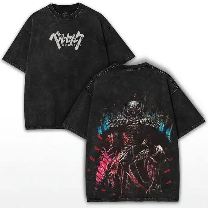 Japonais Manga Berserk imprimé T-shirt hommes femmes vêtements Vintage lavé surdimensionné T-shirt é