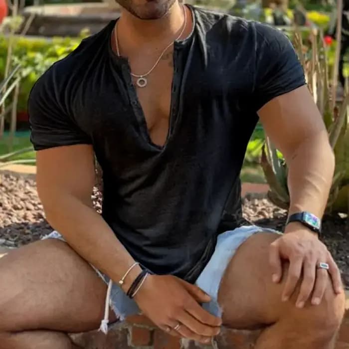T-shirt Henley décontracté sexy pour homme 3XL